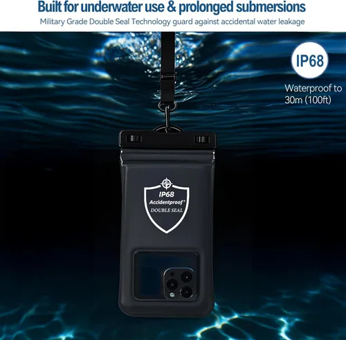 Vista 3 de AiRunTech Bolsa impermeable grande para teléfono, accesorios esenciales para río y lago, protector para iPhone Passport Money, imprescindibles