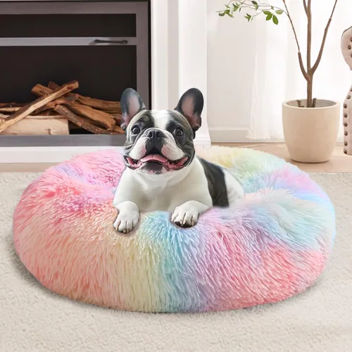 Vista 56 de JOLLYVOGUE Cama Calmante para Perros Pequeños - Cama para Perros Pequeños en Forma de Dona Lavable de 23 Pulgadas para Gatitos y Cachorros, Camas