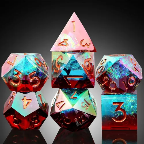 Vista 56 de DNDND Dados de Resina Ojo DND de Borde Afilado Dado de D&D con Estuche de Regalo para Juego de Dungeons and Dragons (Ojo de Dragón Verde)