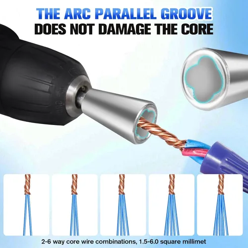 Vista 4 de Herramienta de pelacables para taladro, 35 en 1, nuevo pelacables para taladro 2025, profesional estándar de EE. UU., calibre 14-12-10-8-6