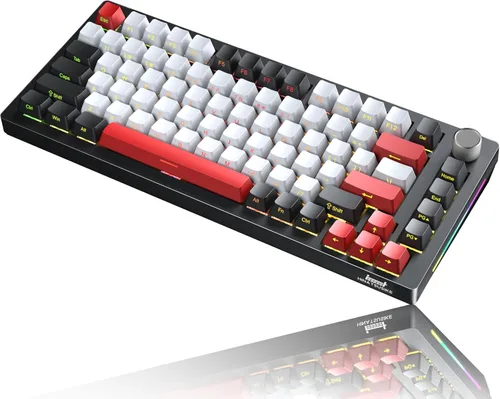 Vista 8 de HINATSUSIKE H83 PRO Wireless Mechanical Gaming Keyboard, 75% Gaming Equipment with Knob, Hot Swappable Cardamom Switches, PBT Keycaps, RGB Backlit
