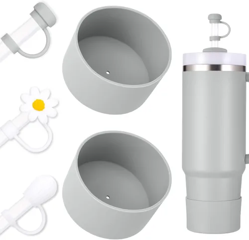 Vista 32 de Juego de funda para botas y pajilla, 2 fundas de silicona, 3 tapas de pajita, protector inferior para Stanley Cup H2.0 30 oz y 40 oz, coincidencia