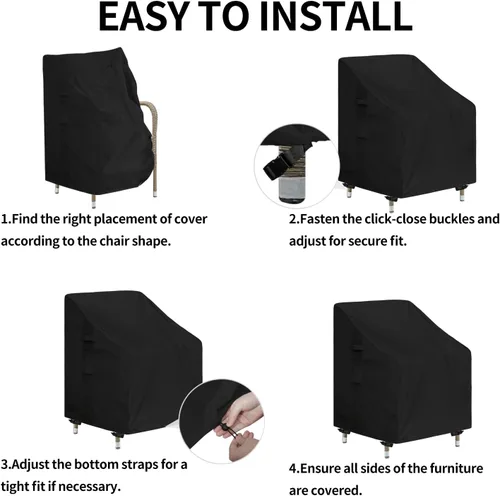 Vista 7 de Easy-Going Funda para Silla de Respaldo Alto para Exteriores Resistente a Rayos UV Funda para Silla de Patio Impermeable Funda para Muebles