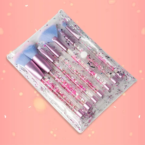 Vista 9 de Maquillaje para niñas pequeñas, juego de brochas para base de maquillaje con brillo, polvo de unicornio, rubor, labios, sombra de ojos, cejas