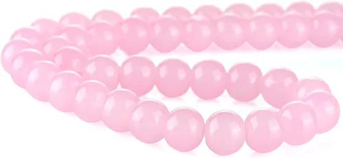 Vista 3 de RUBYCA 1 hebra 10MM Jade imitación ronda pintado recubierto de cuentas de vidrio DIY fabricación de joyas bebé rosa