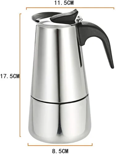 Vista 3 de 4Cups - Cafetera portátil de acero inoxidable de 6.8 fl oz, cafetera eléctrica de 110 V, cafetera eléctrica con estufa eléctrica (6.8 fl oz, 4 tazas)