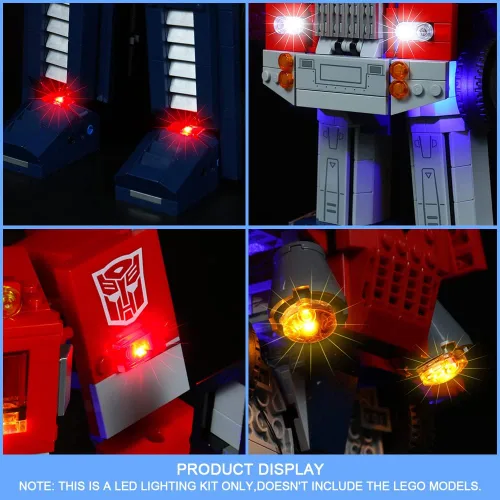 Vista 4 de VONADO Kit de luces LED compatible con Lego Optimus Prime 10302 (sin modelo, solo kit de luz), luz compatible con Lego 10302 para fanáticos, NO