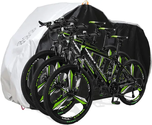 Vista 8 de Aiskaer Funda para bicicleta de 2 a 3 bicicletas, impermeable, negro, poliéster, resistente, montaña, carretera, bicicletas eléctricas