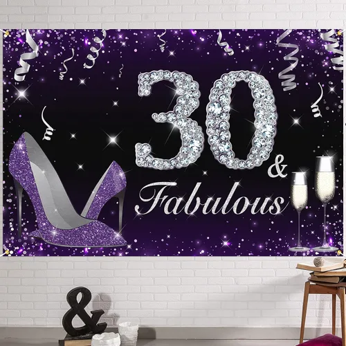 Vista 27 de HAMIGAR Fabuloso telón de fondo de cumpleaños tacones altos morados