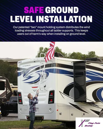 Vista 3 de FlagPole Buddy Starlink Gen 2 Kit de montaje compatible para montaje en escalera RV