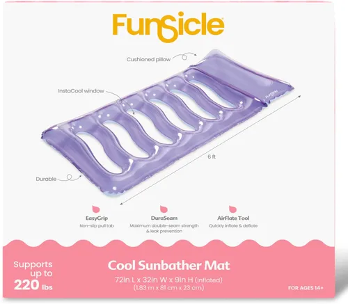 Vista 4 de Funsicle Alfombrilla inflable de 6 pies para tumbonas con reposacabezas cómodo