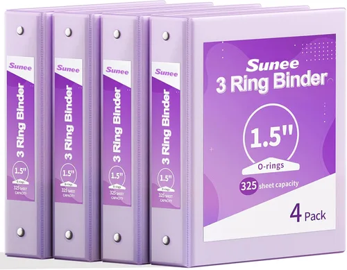 Vista 12 de SUNEE - Archivadores de 1/2 pulgada con 3 argollas, paquete de 4, argollas de media pulgada delgadas con vista transparente, sin PVC