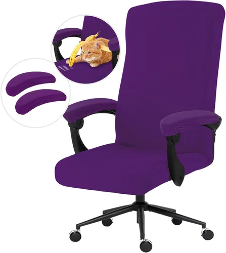 Vista 131 de Fundas elásticas resistentes al agua para sillas de computadora - Protectores lavables para respaldo giratorio y asiento para mascotas - Negro