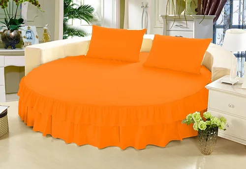 Vista 9 de Falda de cama – 1 pieza sólida de 12 pulgadas a medida con doble volante, para cama redonda, algodón puro de 800 hilos