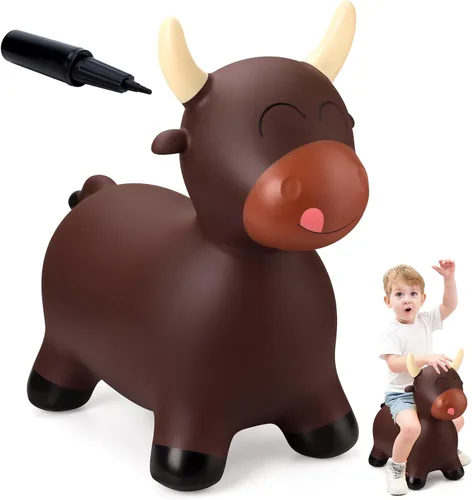 EVERICH TOY - Tolva animal, juguete de salto de toros para niños de 18 meses Marrón oscuro