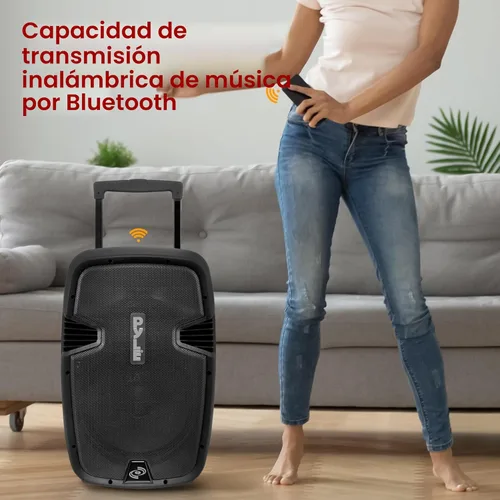 Vista 5 de Pyle Sistema de altavoces PA Bluetooth portátil - Altavoz de karaoke inalámbrico de 1000 W con subwoofer de 12 pulgadas, USB/SD/MP3/FM - Incluye