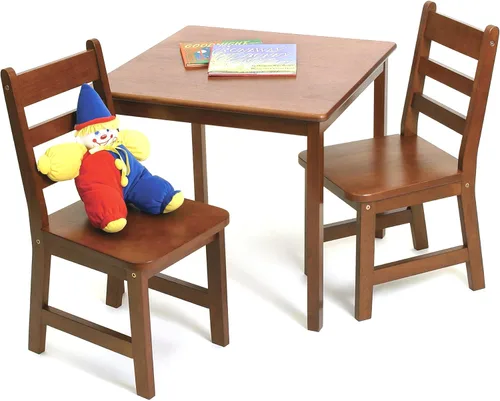 Vista 3 de Lipper International Mesa cuadrada infantil y 2 sillas, color blanco