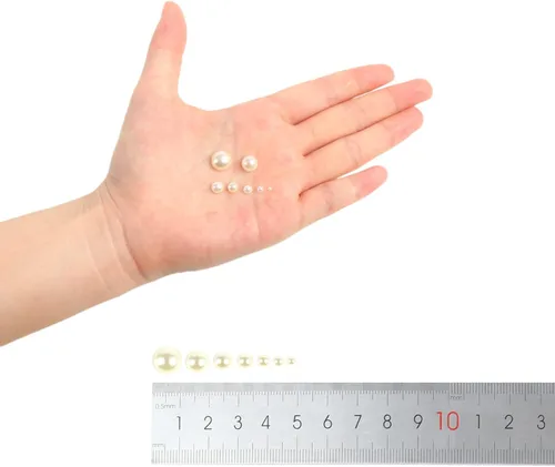Vista 4 de CCINEE 5600 piezas de perlas de color marfil para manualidades, cuentas redondas de 0.079 pulgadas, cuentas redondas con parte trasera plana, brillo