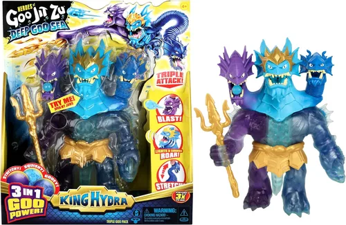 Heroes of Goo Jit Zu - Figura de Deep Goo Sea King Hydra con poder de Goo 3 en 1 de ataque triple. ¡Más acción de batalla con luz y sonido!