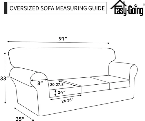 Vista 4 de Easy-Going 4 Piezas Funda de Sofá Suave Elástica de Gran Tamaño para Perros - Funda Lavable para Sofá de 3 Cojines Separados - Protector Elástico