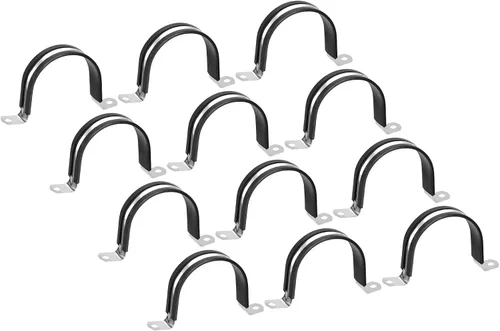 Vista 21 de Uxcell Abrazadera de manguera de acero inoxidable acolchada de goma de 2.913 in (2-7/8 pulgadas), abrazadera de metal en forma de U para tubo