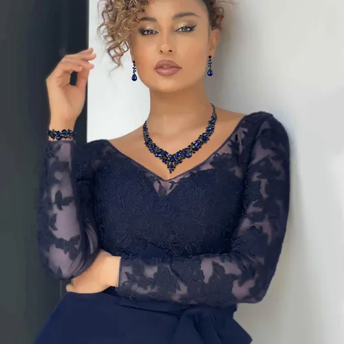 Vista 3 de BriLove - Juego de joyas de boda para mujer con cristales austriacos