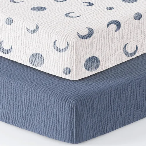 Vista 20 de Bearmoss Sábanas de muselina para mini cuna para Pack N Play - 100% algodón - 38"x26" Sábanas suaves y transpirables para corralito y cuna de bebé