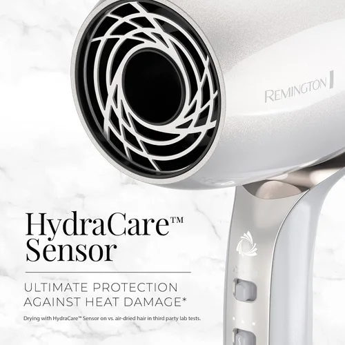 Vista 4 de Remington PROLUXE HydraCare - Secador de pelo con difusor, blanco perla/gris, 1875 vatios de potencia de secado