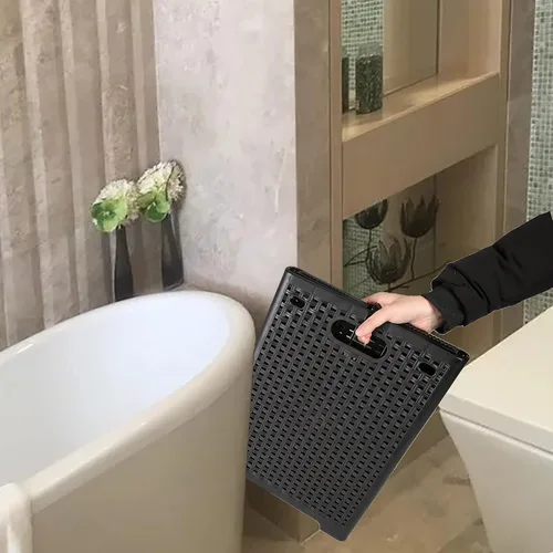 Vista 3 de Cesta de lavandería, cestas para lavandería, cestas plegables para ropa sucia, cesta de ropa sucia, canasta plegable de plástico, cesta de ropa