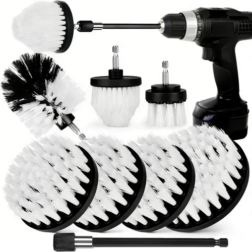 Vista 11 de Juego de accesorios de cepillo de taladro, paquete de 7 cepillos de limpieza eléctrica de 1/4 pulgadas + varilla larga extendida, accesorio