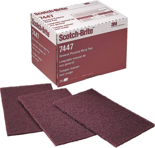 6" x 9" 3M 07447 Scotch-Brite Maroon General Purpose Hand Pads (1-Pack of 20 Pads)