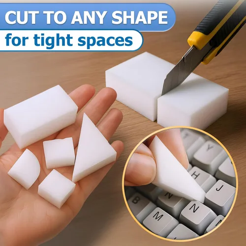 Vista 6 de 50 esponjas de melamina para limpieza, esponja mágica blanca, prácticos bloques de limpieza (3.9 x 2.4 x 0.8 in), diseño antiarañazos para limpieza