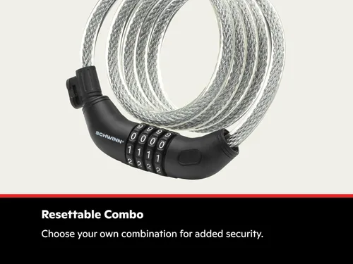 Vista 5 de Schwinn - Cerradura antirrobo para bicicleta con varios niveles de seguridad, llave y combinación de bloqueo