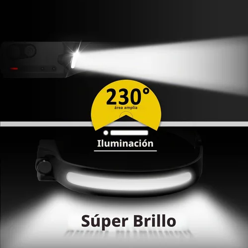 Vista 6 de Faro LED recargable con sensor de movimiento lámpara cabeza luz ultra brillante