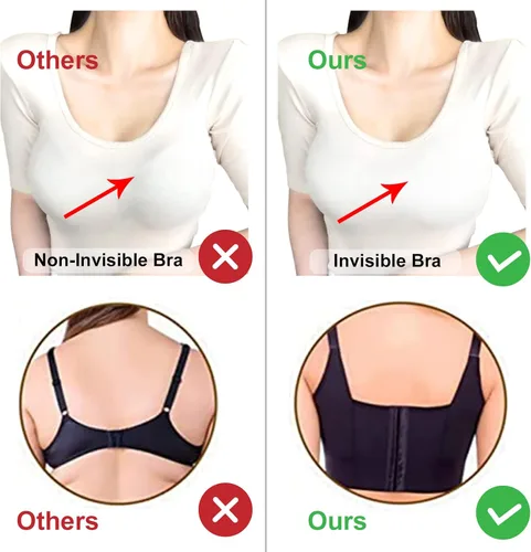 Vista 3 de Brasier push up para mujer, cobertura completa, brasier con aros, brasier de copa profunda para ocultar la espalda, brasier de camiseta suave