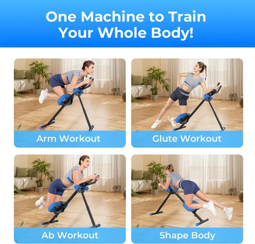 Vista 9 de Máquina de abdominales, máquina de entrenamiento abdominal ajustable para entrenamiento de abdominales en casa, plegable, protección de rodilla