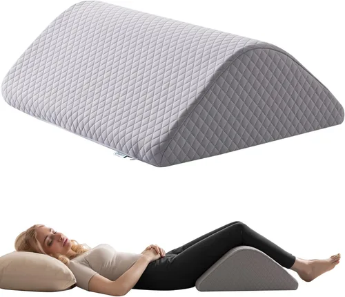 Vista 9 de Almohada de cuña de rodilla de 6.3 pulgadas para recuperación poscirugía, soporte de elevación de piernas para posición de sueño, alivia el dolor