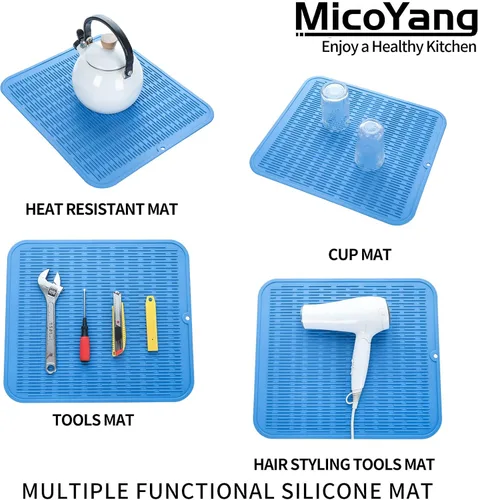 Vista 538 de MicoYang Alfombrilla de Silicona para Secar Platos de Múltiples Usos, Fácil de Limpiar, Ecológica, Alfombrilla de Silicona Resistente al Calor