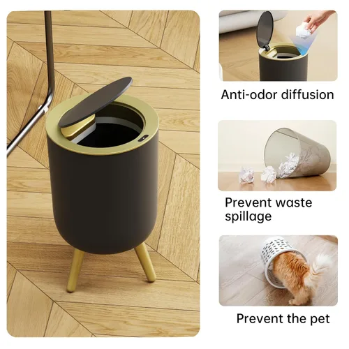Vista 6 de URALFA Cubo de basura con sensor de movimiento, cubo de basura automático para baño con tapa, cubo de basura sin contacto con patas, pequeña cesta
