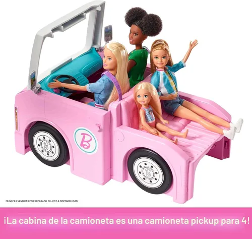 Vista 3 de Barbie Camper, juego de muñecas con 50 accesorios, se transforma en camión, barco y casa, incluye piscina, 3 en 1 Dream Camper (exclusivo de Amazon)