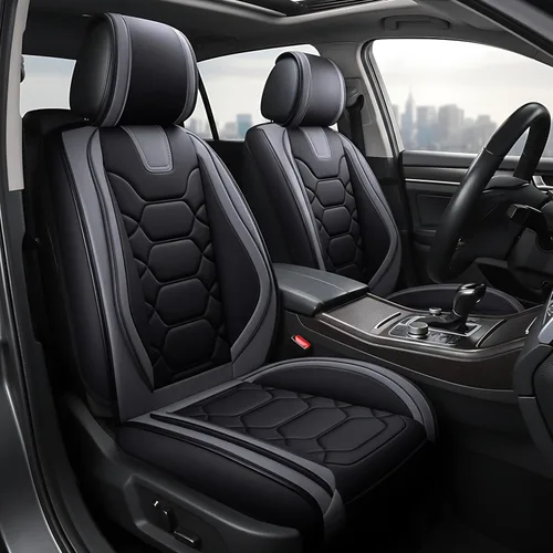 Vista 13 de OASIS AUTO Fundas para Asientos Delanteros de Automóvil, Fundas de Asiento Impermeables de Cuero Sintético para Automóviles Ajuste Universal