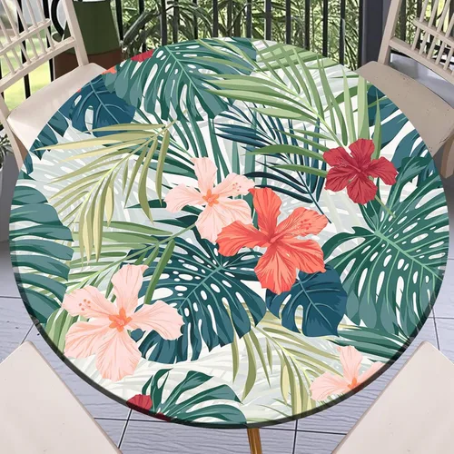 Vista 40 de Round Fitted Tablecloth with Elastic Outdoor Table Cover Round Elastic Tablecloths for Tables Waterproof Wipeable Table Cloths for