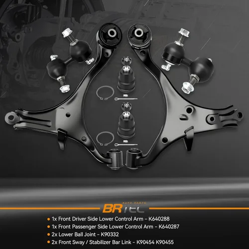 Vista 2 de Brazos de control delanteros inferiores compatibles con Honda Civic [modelos sin si]; Acura EL 2001-2005 con rótulas, barras estabilizadoras - Kit