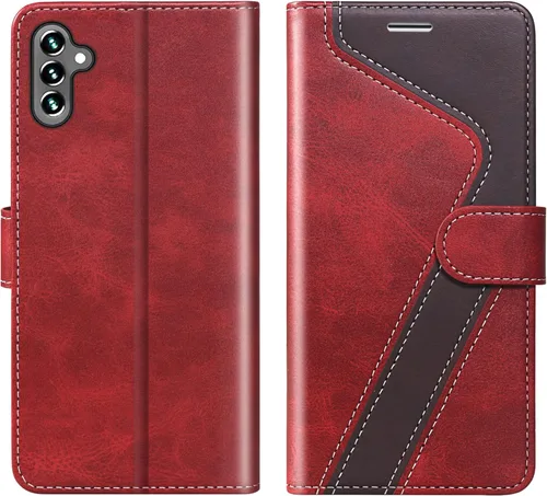 Vista 33 de Funda tipo cartera para Samsung Galaxy A13 5G, funda de cuero con tapa con bloqueo RFID, soporte para tarjetas de crédito, soporte magnético