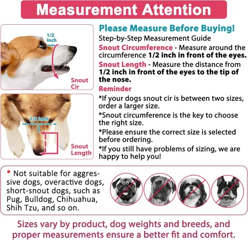 Vista 2 de LuckyPAW - Bozal para perros antimordidas, antiladridos y antimasticación, con tela suave de malla cómoda y correa ajustable, apto para perros