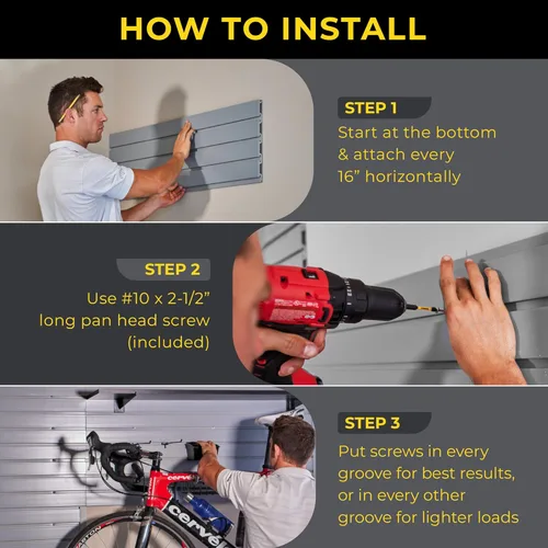 Vista 4 de Sistema de almacenamiento de PVC resistente de 2 x 4 pulgadas (con tapas y tornillos) - Paneles de pared de listones modulares para organizador