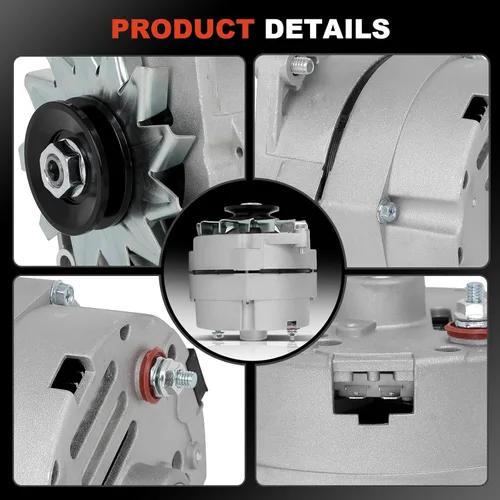 Vista 6 de Alternador apto para Chevy para Buick, reemplazo de alternador de alto rendimiento para 1 un cable autoexcitante, para alternador GM Chrome ADR0335