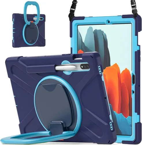 Vista 21 de Funda de rotación 360 para Samsung Galaxy Tab S6 Lite de 10.4 pulgadas, resistente, soporte de anillo giratorio, correa de transporte, correa
