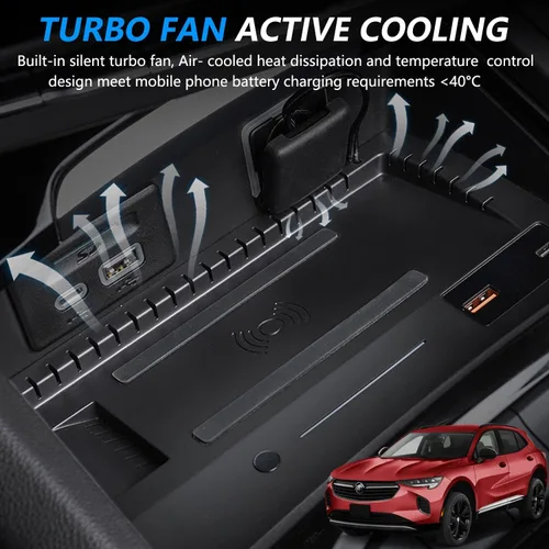 Vista 7 de Cargador de coche inalámbrico para Buick Envision Essence Avenir Preferred 2021-2023, almohadilla de carga rápida de 15 W para B uick Envision