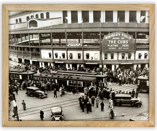 Wrigley Field Baseball Stadium - Impresión enmarcada de 11 x 14 pulgadas, listo para colgar, arte de pared deportivo vintage, póster clásico de